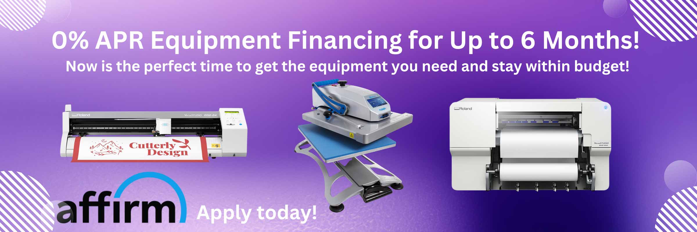 0% APR financing for 12 Months through Affirm